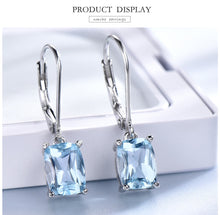 Load image into Gallery viewer, Sterling Silver Sky Blue Topaz Drop Earrings Elegant Gemstone Jewelry.