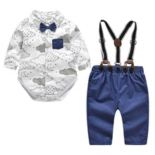 Load image into Gallery viewer, Newborn Baby Boy Clothes Formal Set 2019 New Style Cotton Bow Gentleman Toddler Boy Party Outfit Clothing Romper + Belt Pants