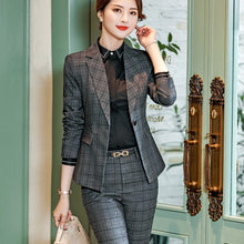 Load image into Gallery viewer, Lenshin 2 Pieces Set Plaid Formal Pant Suit Office Lady Uniform Designs for Women Business High-quality Suits Work Wear