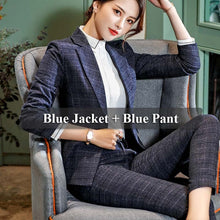 Load image into Gallery viewer, Lenshin 2 Pieces Set Plaid Formal Pant Suit Office Lady Uniform Designs for Women Business High-quality Suits Work Wear