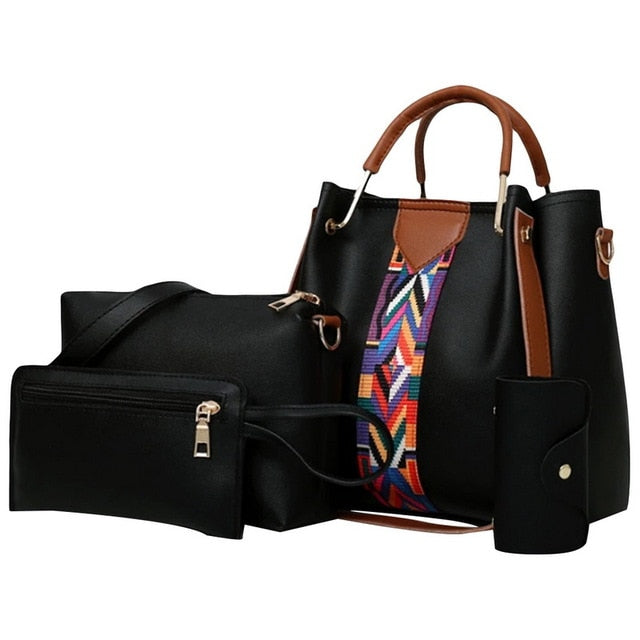 Fashion Women's Handbags 4 Pcs/set Composite Bags Handbag Women Shoulder Bags Female Totes Large Capacity Women's Crossbody Bags