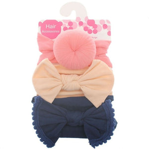 3pcs/Set New Solid Nylon Headband Bow