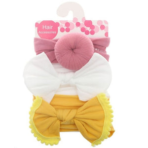 3pcs/Set New Solid Nylon Headband Bow