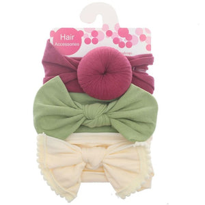 3pcs/Set New Solid Nylon Headband Bow