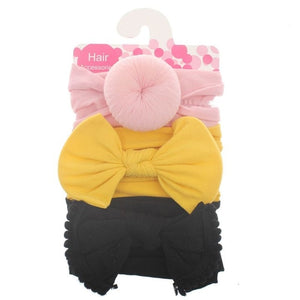 3pcs/Set New Solid Nylon Headband Bow