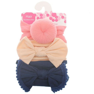 3pcs/Set New Solid Nylon Headband Bow