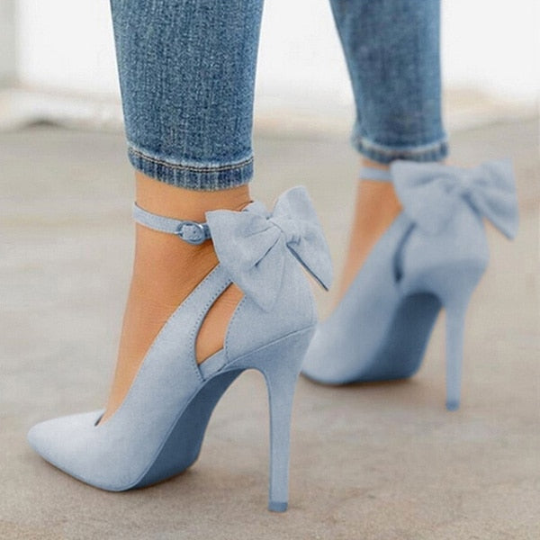 Pointed Toe Buckle Strap Butterfly Summer Shoes Wedding Shoes Plus Size DE