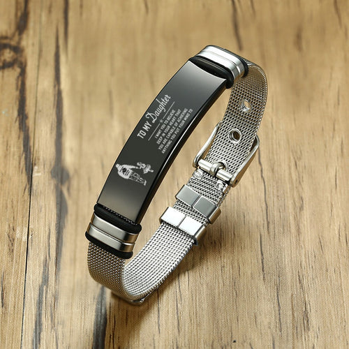 Personalized Bangle Men's Slide Mesh Bracelet Silver