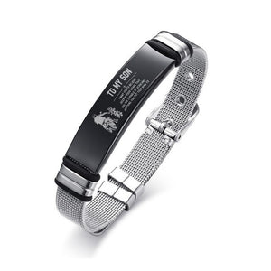 Personalized Bangle Men's Slide Mesh Bracelet Silver