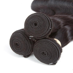 Allrun Body Wave Bundles With Frontal with Brazilian Hair Weave Bundles Non Remy Human Hair Bundles With Closure Hair Extensions