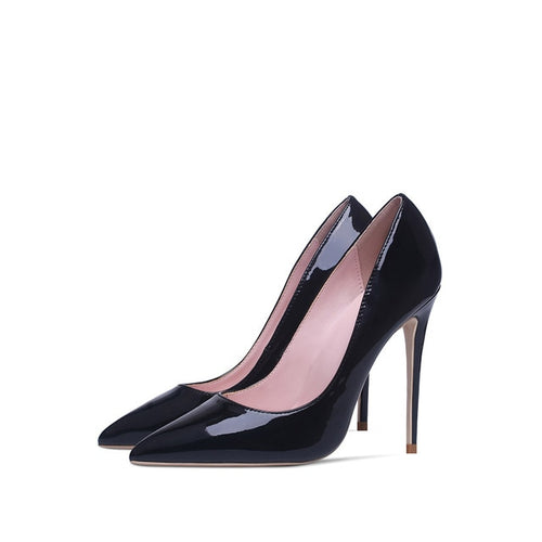 Shoes Woman High Heels Pumps 12cm Tacones Pointed Toe Stilettos Talon Femme Sexy Ladies Wedding Shoes Black Heels Big Size
