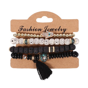 Fashion Vintage Ethnic Multi layer Big beads Bracelets Boho Statement Flower Bracelet Bangles