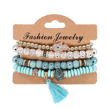 Load image into Gallery viewer, Fashion Vintage Ethnic Multi layer Big beads Bracelets Boho Statement Flower Bracelet Bangles