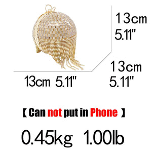 Golden Diamond Tassel Bridal Shoulder Handbag Wristlets Clutch Purse