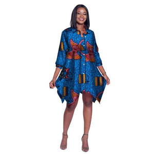 2019 African Print Wax Shirt for Women Dashiki Long Top Africa Clothing Bazin Plus Size Traditional African Clothing WY2030