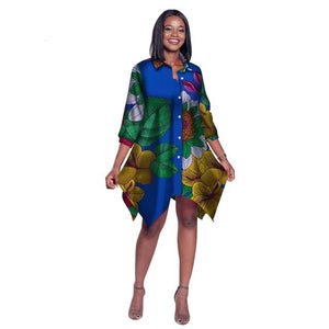 2019 African Print Wax Shirt for Women Dashiki Long Top Africa Clothing Bazin Plus Size Traditional African Clothing WY2030