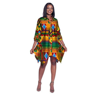 2019 African Print Wax Shirt for Women Dashiki Long Top Africa Clothing Bazin Plus Size Traditional African Clothing WY2030