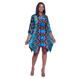 2019 African Print Wax Shirt for Women Dashiki Long Top Africa Clothing Bazin Plus Size Traditional African Clothing WY2030