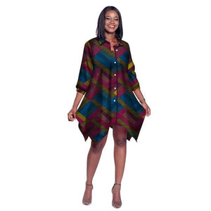 2019 African Print Wax Shirt for Women Dashiki Long Top Africa Clothing Bazin Plus Size Traditional African Clothing WY2030