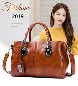 Vintage Oil Wax leather luxury designer ladies hand bags