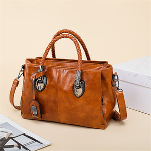 Vintage Oil Wax leather luxury designer ladies hand bags