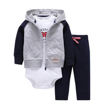 Load image into Gallery viewer, newborn baby boy/Girl clothes set cartoon fox hooded long sleeve coat+romper+pants