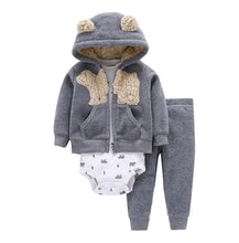 Load image into Gallery viewer, newborn baby boy/Girl clothes set cartoon fox hooded long sleeve coat+romper+pants