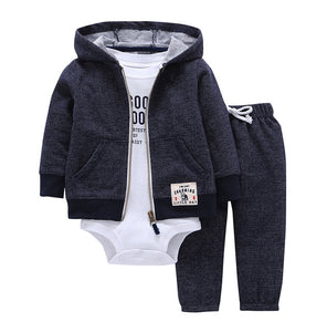 newborn baby boy/Girl clothes set cartoon fox hooded long sleeve coat+romper+pants