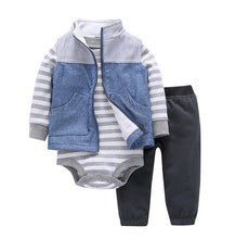 Load image into Gallery viewer, newborn baby boy/Girl clothes set cartoon fox hooded long sleeve coat+romper+pants