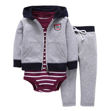 Load image into Gallery viewer, newborn baby boy/Girl clothes set cartoon fox hooded long sleeve coat+romper+pants