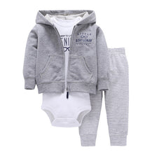 Load image into Gallery viewer, newborn baby boy/Girl clothes set cartoon fox hooded long sleeve coat+romper+pants