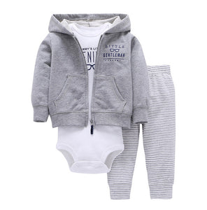 newborn baby boy/Girl clothes set cartoon fox hooded long sleeve coat+romper+pants