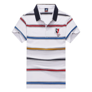 Fashion Personality Mens Shark Embroidery Polo Shirt Homme Yellow Red Polos Flag