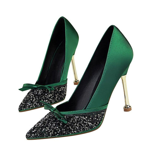 2019 Women Satin 10cm High Heels  Tacones Shoes