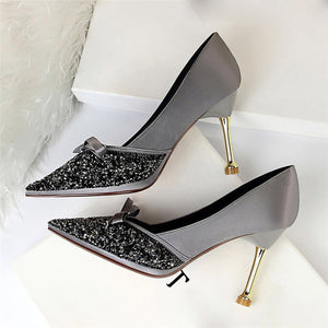 2019 Women Satin 10cm High Heels  Tacones Shoes