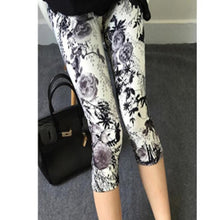 Load image into Gallery viewer, CUHAKCI Printing Pants Women High Quality Capris High Waisted Floral Lady&#39;s Fitness Leggings Seventh Elastic Slim Short Leggings