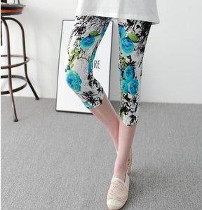 CUHAKCI Printing Pants Women High Quality Capris High Waisted Floral Lady's Fitness Leggings Seventh Elastic Slim Short Leggings