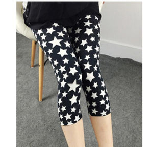 CUHAKCI Printing Pants Women High Quality Capris High Waisted Floral Lady's Fitness Leggings Seventh Elastic Slim Short Leggings