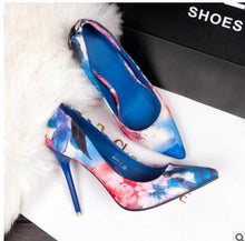 Load image into Gallery viewer, Colorful Ladies Floral Printing Shallow Slip On Pointed Toe