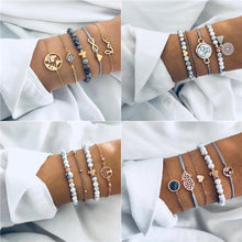 Load image into Gallery viewer, 5Pcs/lot Bohemian Map Charm Bracelets Set Bangles For Women Multilayer Crystal Beads Heart Bracelet Gift