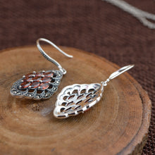 Load image into Gallery viewer, Drop Earrings With Wine Red Garnet Natural Stone Silver Earrings