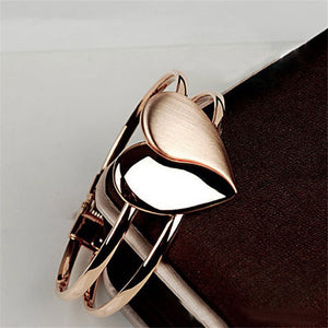 New Top Fashion Lady Elegant Heart Bangle Wristband Bracelet Cuff