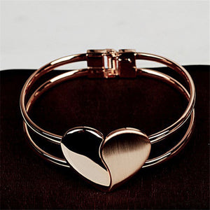 New Top Fashion Lady Elegant Heart Bangle Wristband Bracelet Cuff