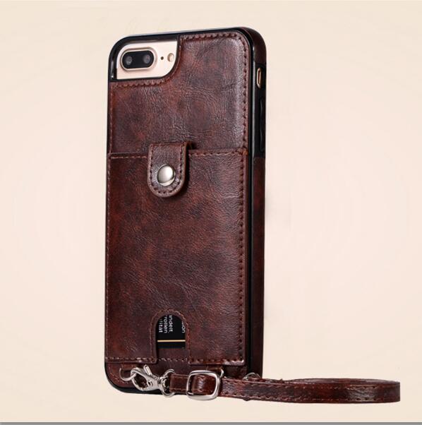 Case Cover luxury pu leather wallet card with shoulder strap phone cases for iphone