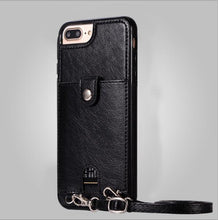 Load image into Gallery viewer, Case Cover luxury pu leather wallet card with shoulder strap phone cases for iphone