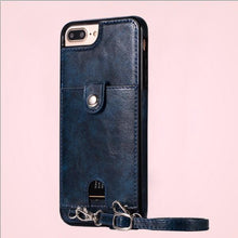 Load image into Gallery viewer, Case Cover luxury pu leather wallet card with shoulder strap phone cases for iphone