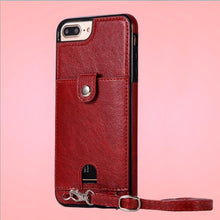 Load image into Gallery viewer, Case Cover luxury pu leather wallet card with shoulder strap phone cases for iphone
