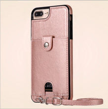 Load image into Gallery viewer, Case Cover luxury pu leather wallet card with shoulder strap phone cases for iphone