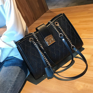 European Fashion Retro Female Tote bag 2020 New Quality PU Leather Women's Designer Large Handbag Lattice Chain Shoulder Bags