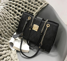 Load image into Gallery viewer, European Fashion Retro Female Tote bag 2020 New Quality PU Leather Women&#39;s Designer Large Handbag Lattice Chain Shoulder Bags